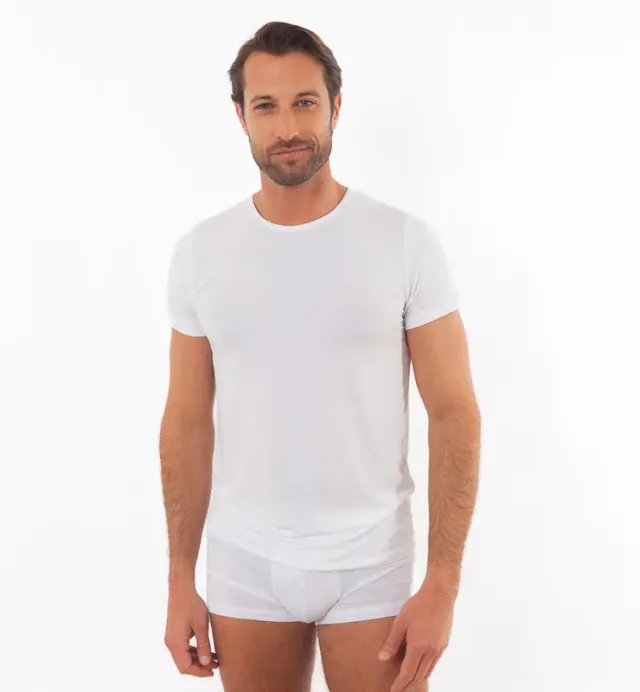 Casagin Essential T-shirt uomo Tencel maniche corte Bianco