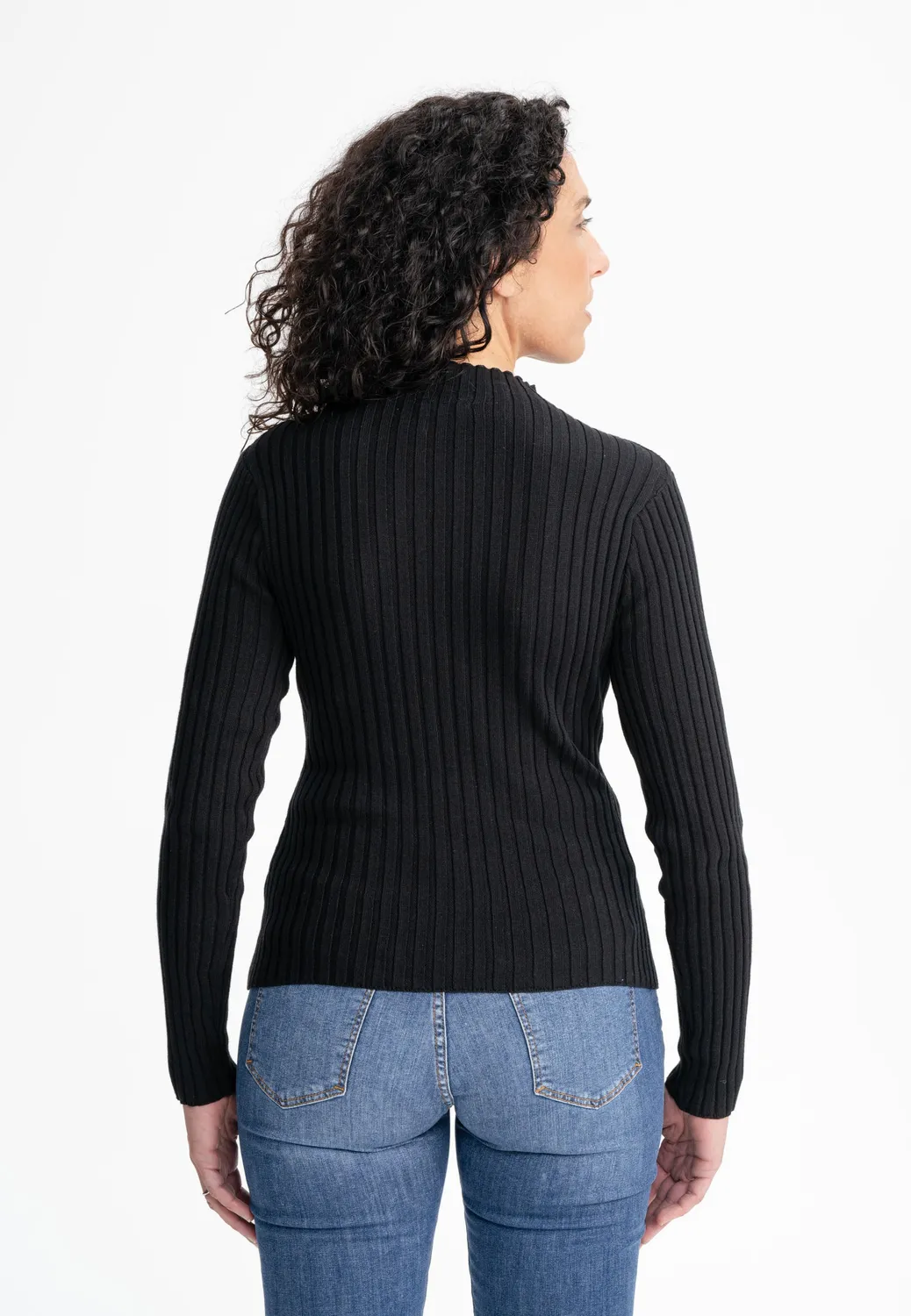 Casagin Maglia Coste collo alto maglia crema cotone bio