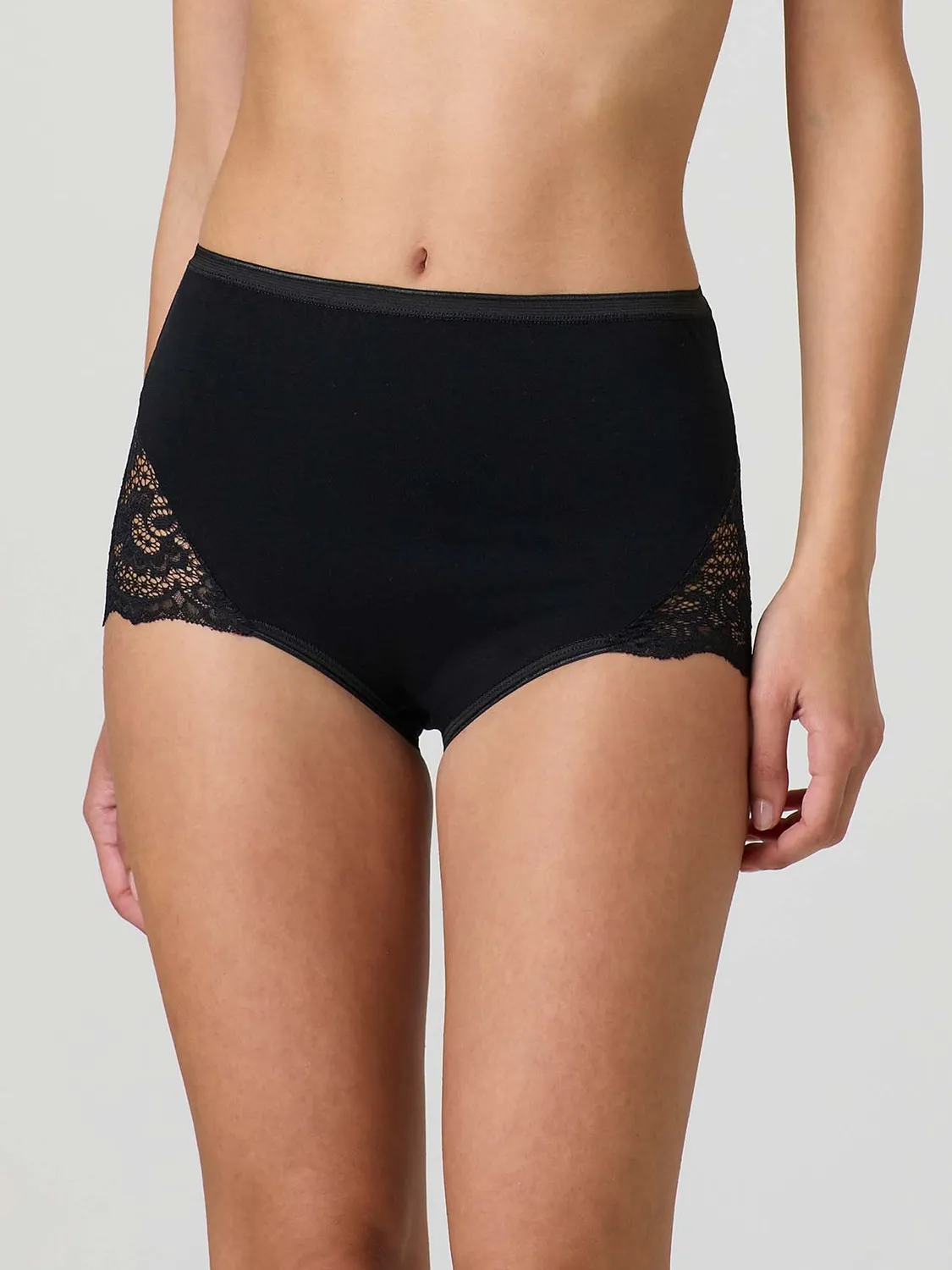 Jadea Basic 07 culotte cotone elasticizzato pizzo nero