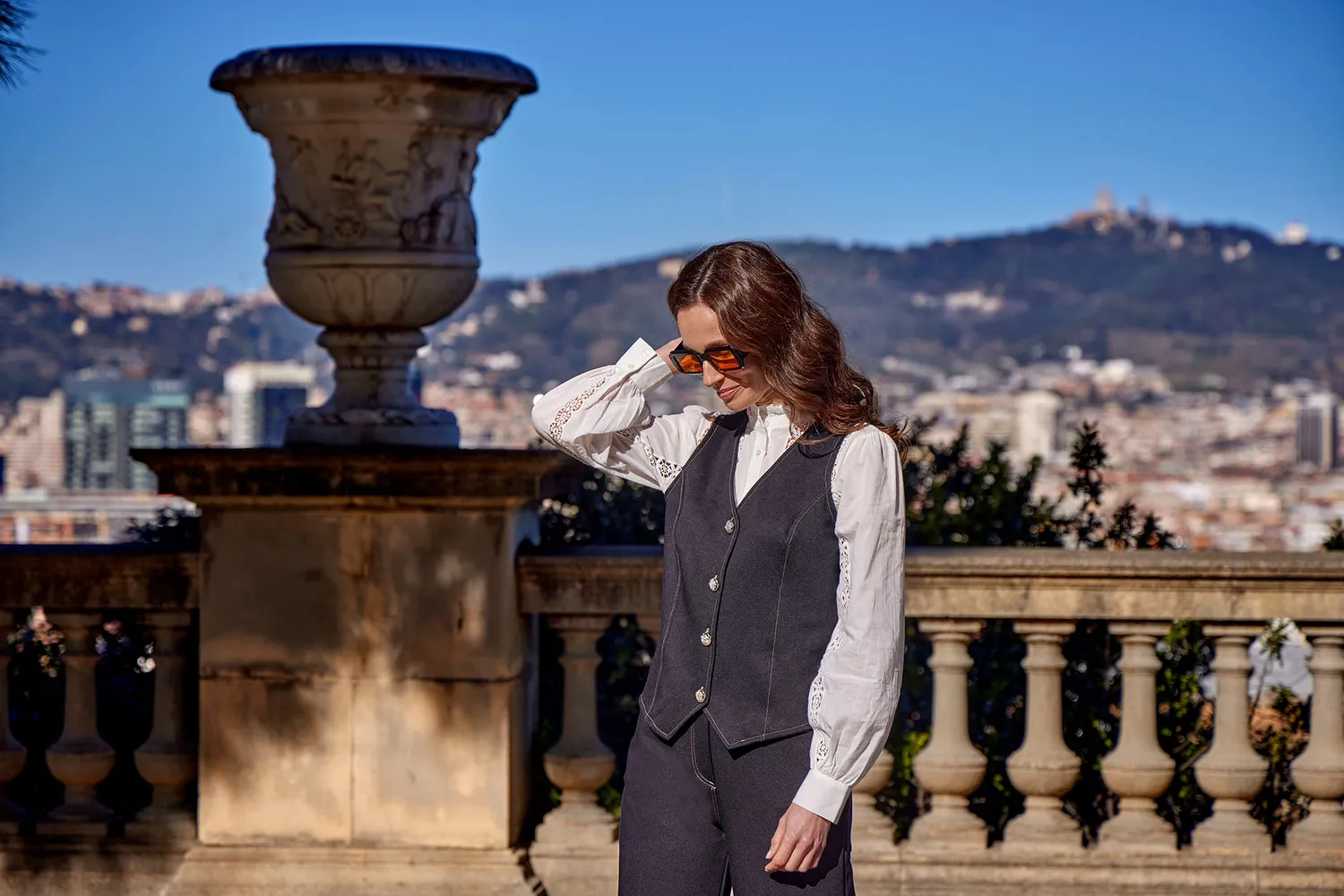 Janira Blu Denim Vest canotta donna cotone