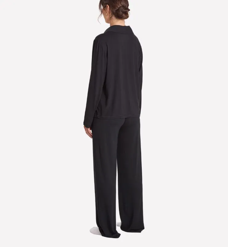 Casagin Pigiama Lungo TENCEL MicroModal Camicia Nero