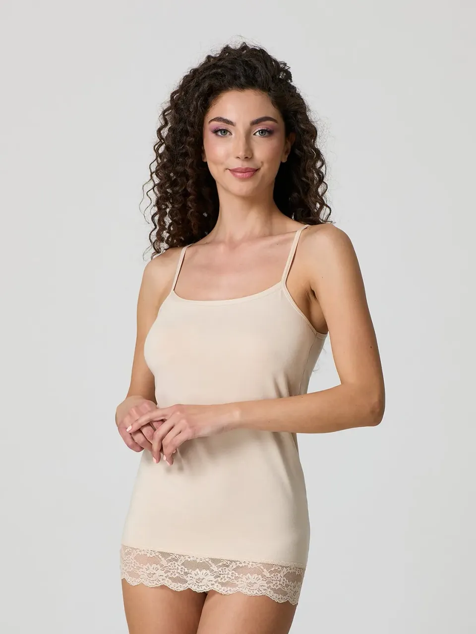 Jadea 4327 Top Cotone con Pizzo Beige Chiaro