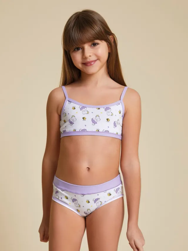 Jadea 852 coordinato intimo bambina cotone fantasia ippopotamo