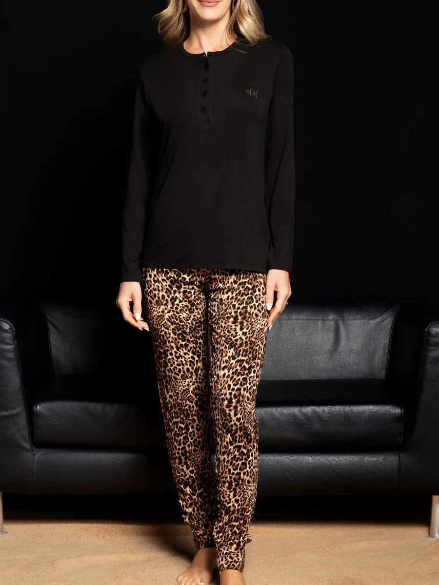 Si'èLei Verde Veronica MA15 pigiama donna animalier viscosa