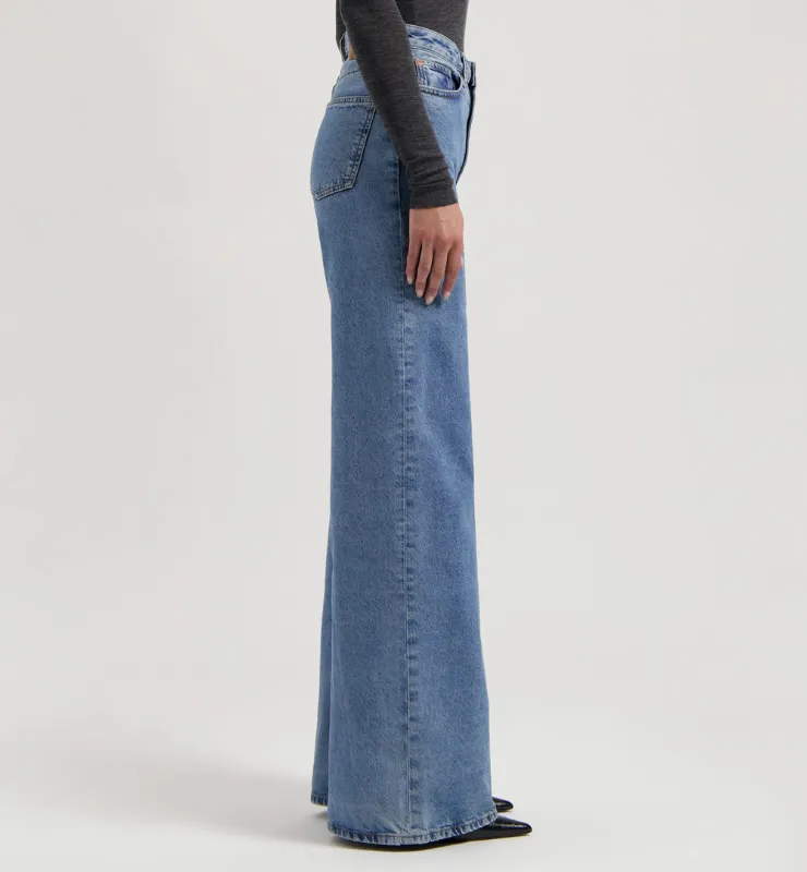 Casagin vita alta palazzo jeans donna Blu cotone biologico