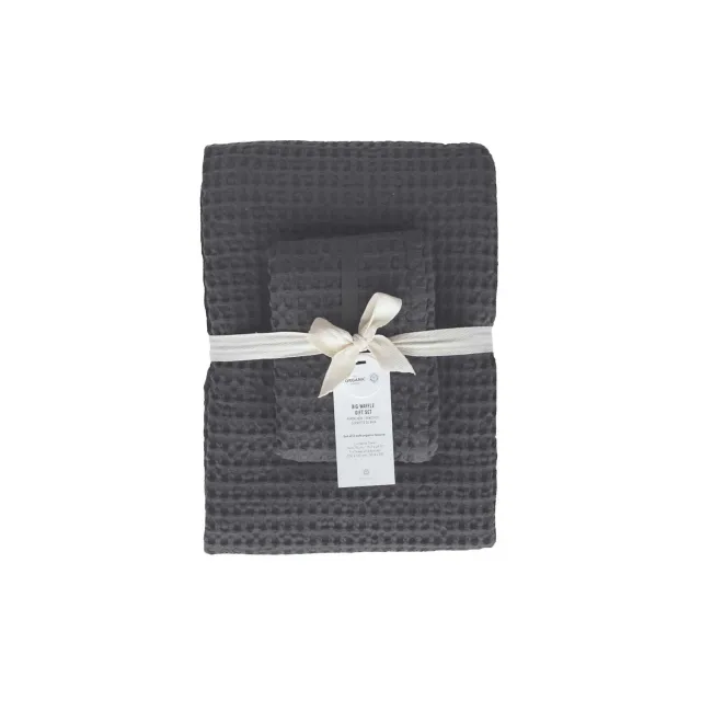 Casagin Big Waffle set asciugamani burro 2 pezzi cotone bio