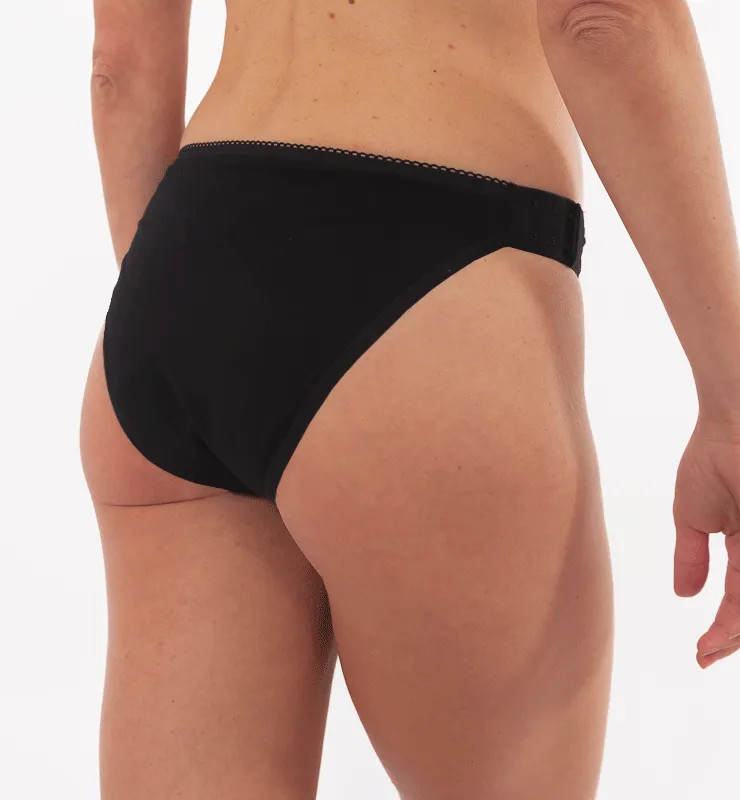 Casagin apribile slip mestruale Nero cotone bio assorbente
