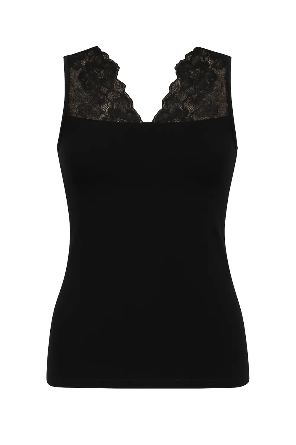 Rossoporpora Smanicato Inserti Pizzo Canotta Donna Nero Cotone