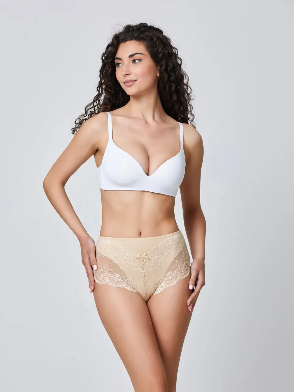 Jadea Basic 792 slip midi pizzo cotone donna