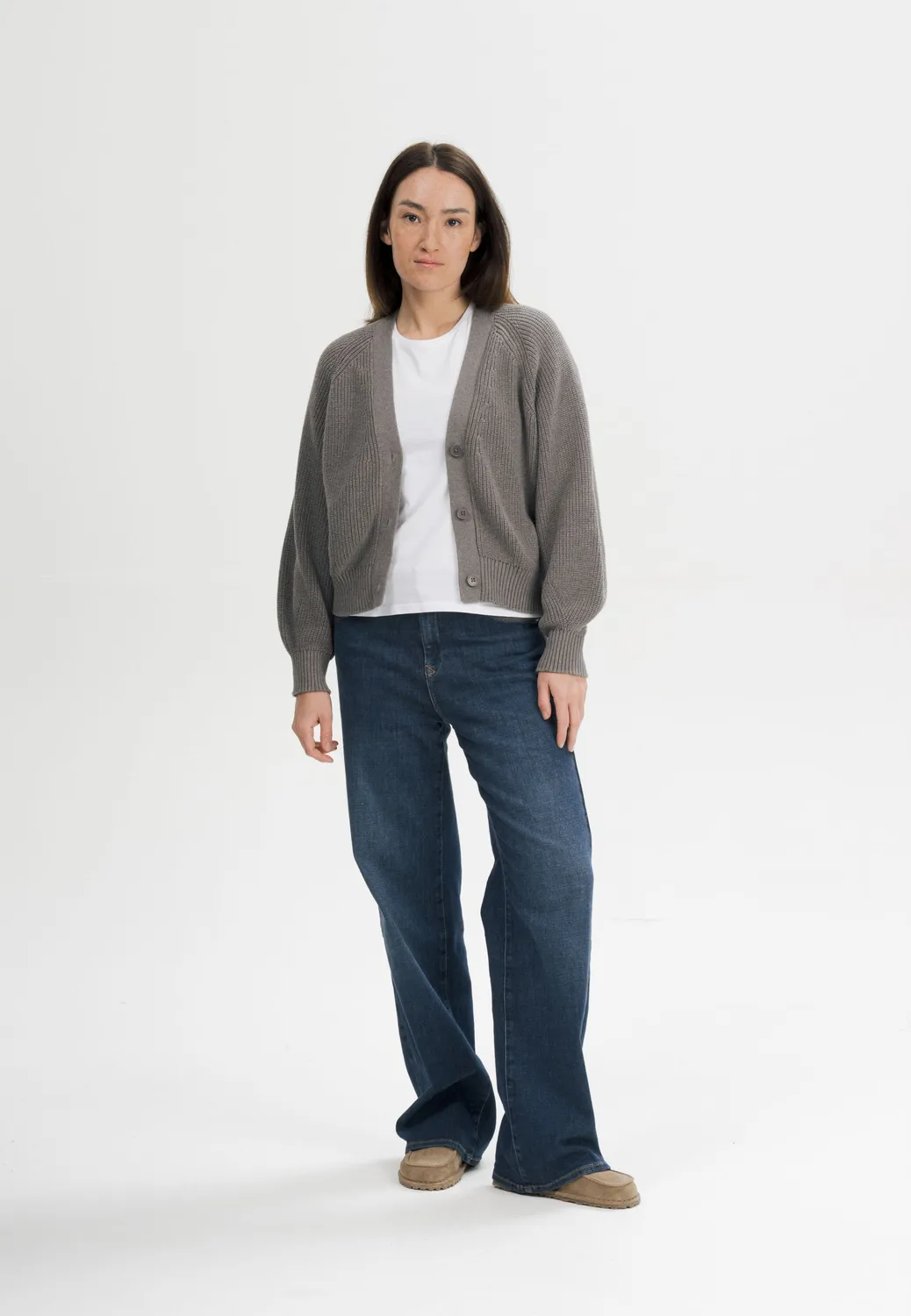 Casagin cardigan crema in cotone organico scollo V