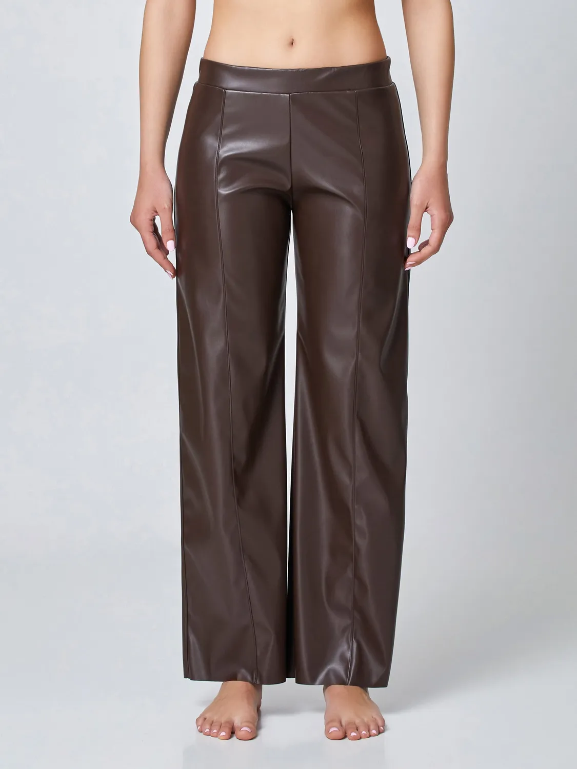 Jadea 4013 pantalone wide-leg ecopelle donna