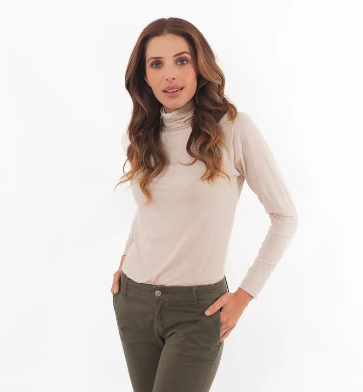 Casagin Dolcevita Tencel Cashmere maglia collo alto nero S-M
