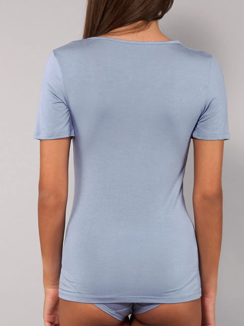 Si'èLei Today 6008 maglia manica corta scollo V denim modal