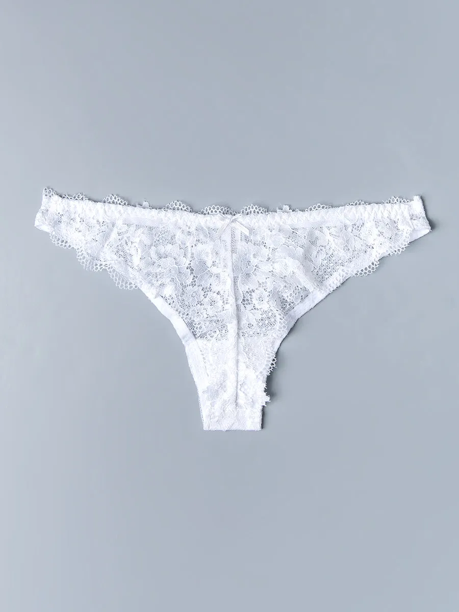Si'èLei 2457 slip brasiliana bianco pizzo stretch