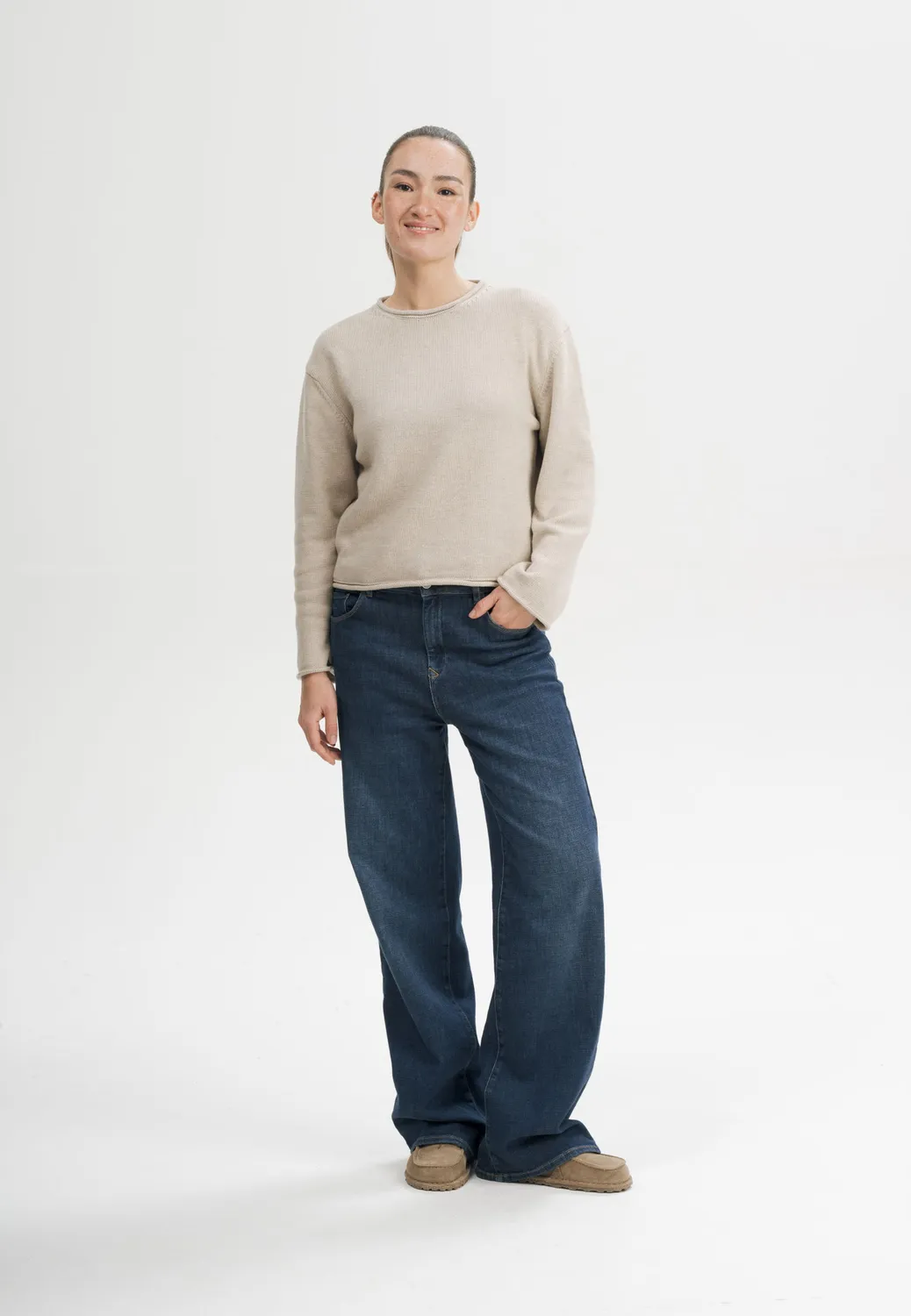 Casagin Maglia girocollo boxy cotone bio avorio medio