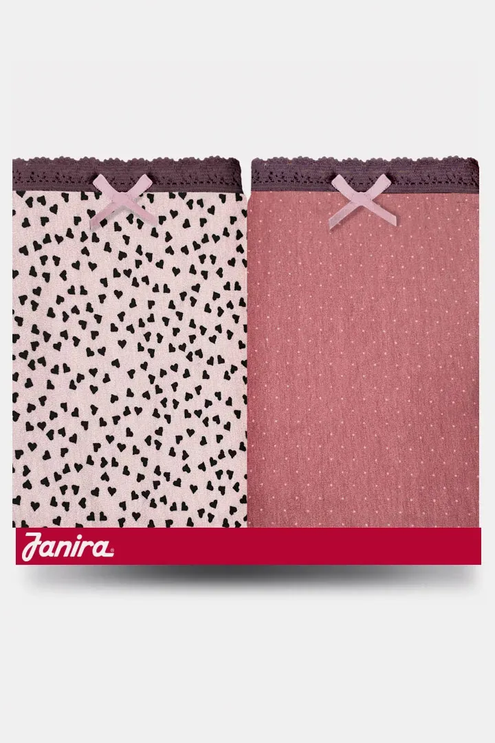 Janira Pink Cuori Mid Slip mutandine pack 2 cotone