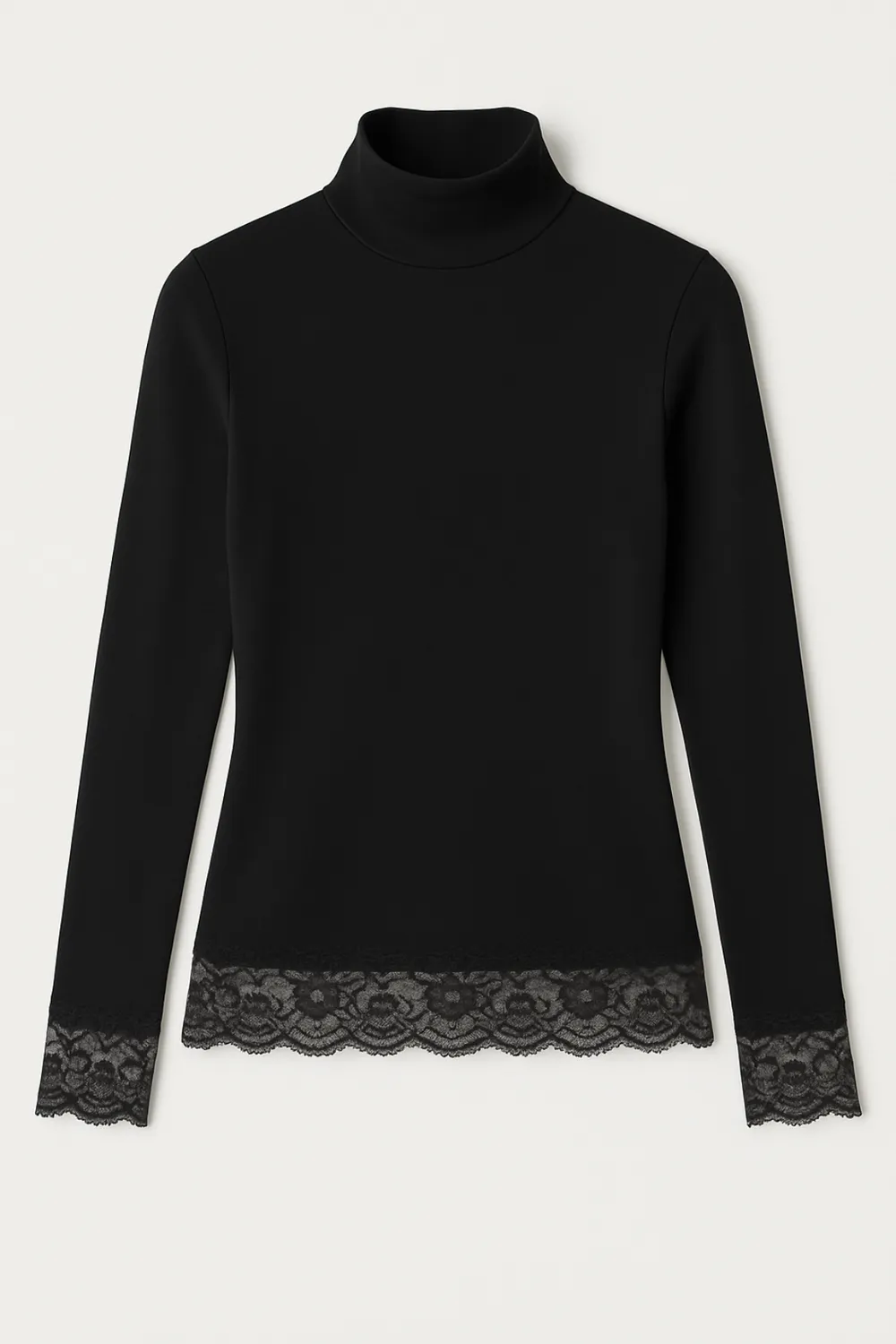 Rossoporpora Lupetto Manica Lunga maglia donna pizzo nero