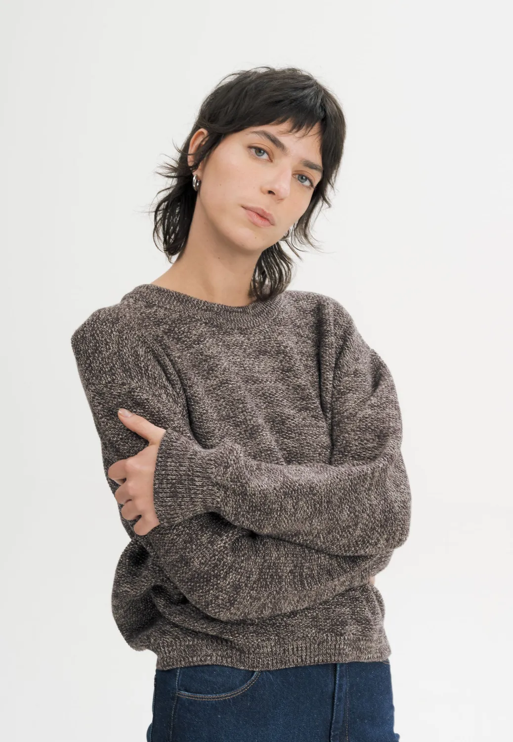 Casagin perlata maglia donna crema cotone bio regular