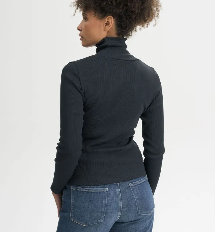 Casagin Maglia a Collo Alto maglia donna cotone biologico nero