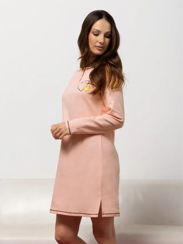 Si'èLei Trixy TR26 camicia da notte rosa caldo cotone cuore