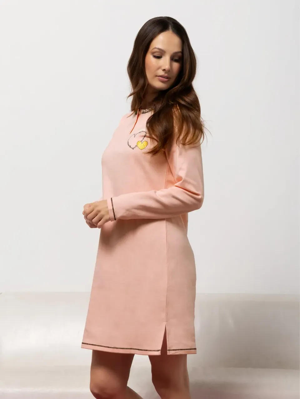 Si'èLei Trixy TR26 camicia da notte rosa caldo cotone cuore