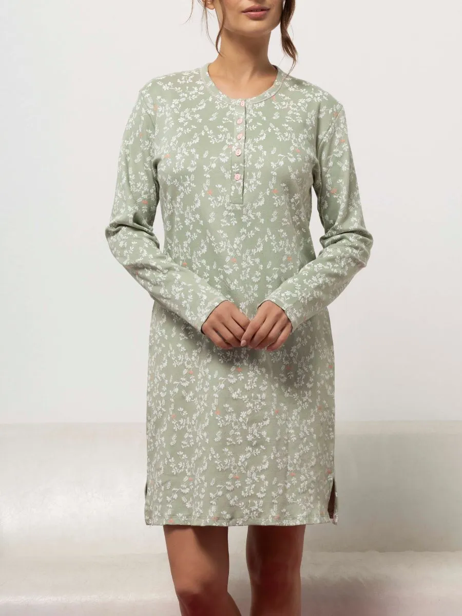 Si'èLei Ramelie RA25 camicia da notte caldo cotone salvia