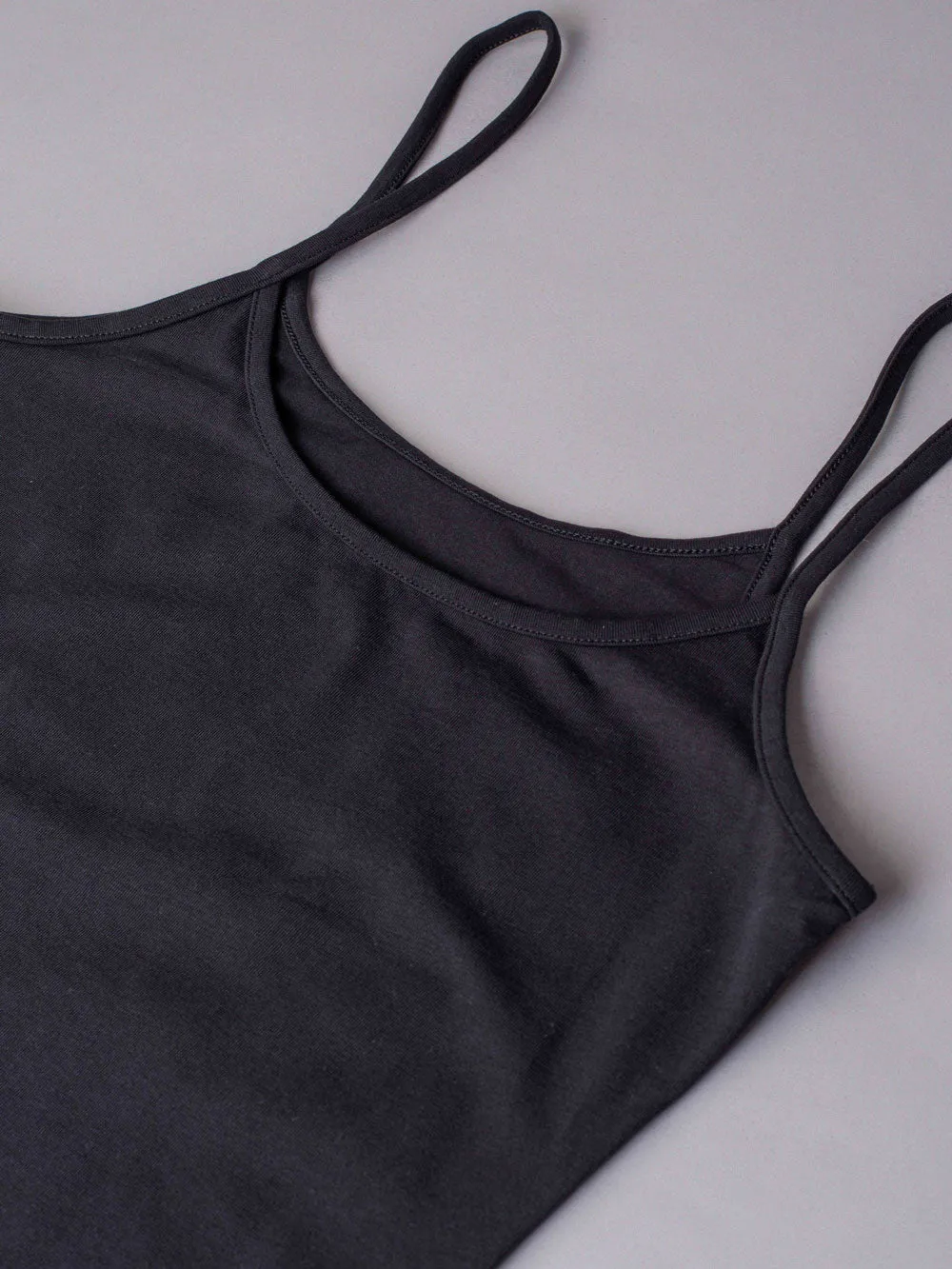 Si'èLei Natural Cotton 1430 canotta nero spalline sottili