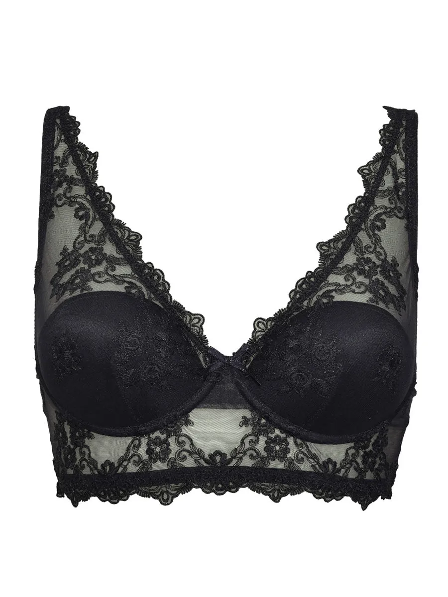 SièLei Glam 1944 top nero tulle coppe imbottite ferretto