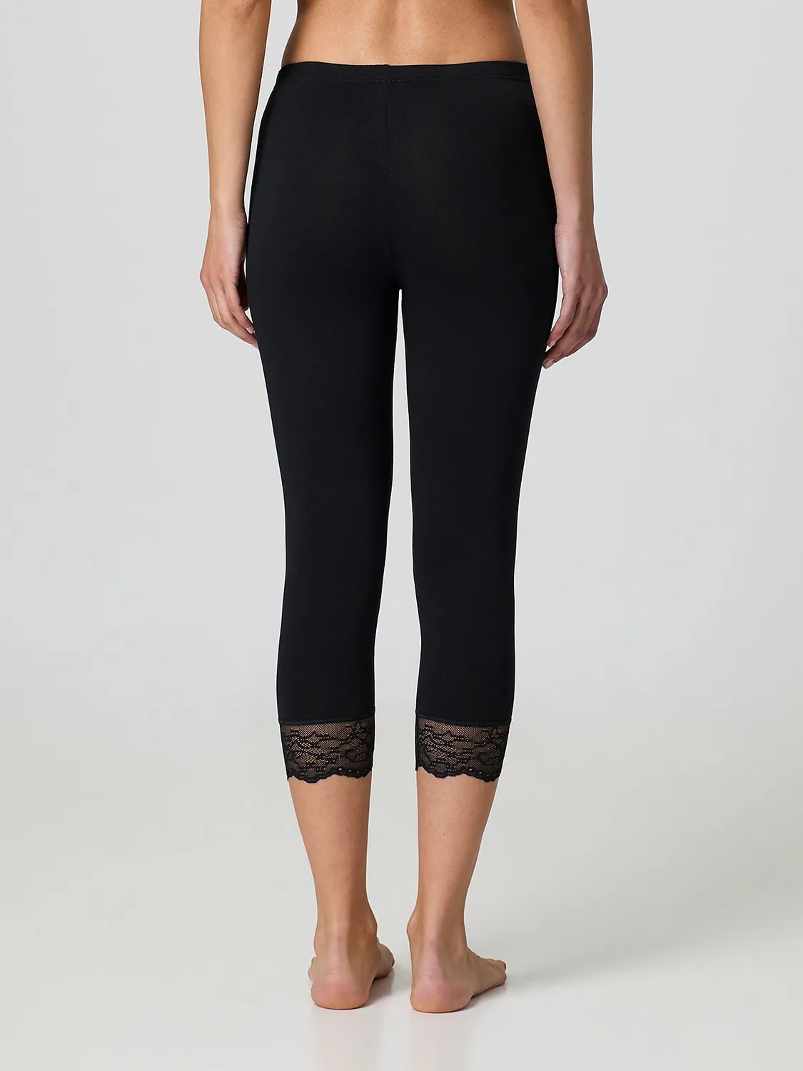 Jadea 4319 leggings capri cotone pizzo nero