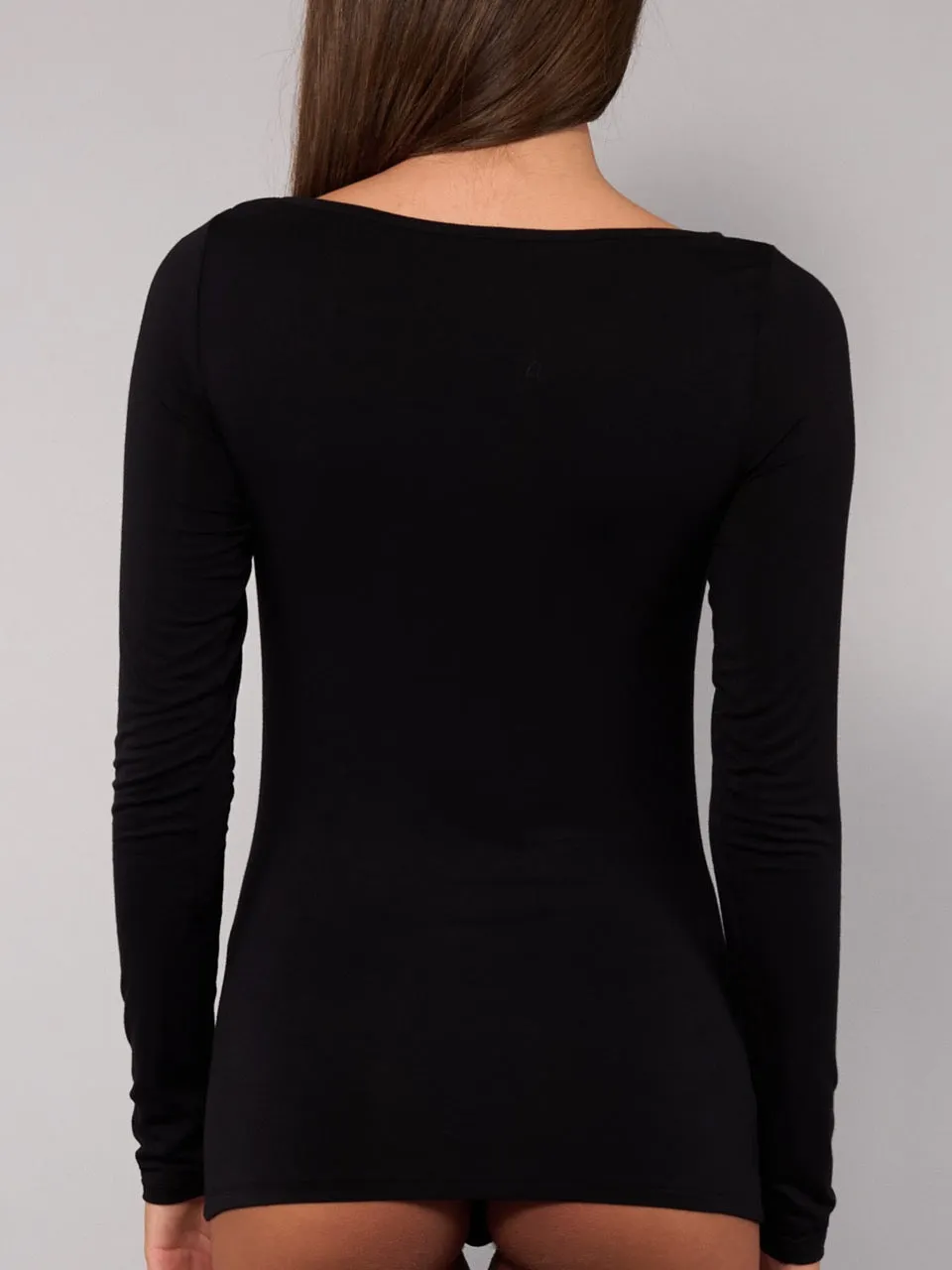 Si'èLei Today 6014 maglia manica lunga nero scollo barchetta