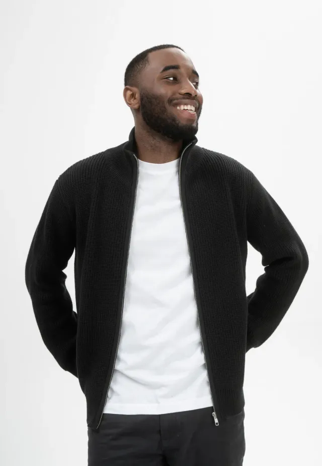 Casagin Rib Knit giacca uomo cotone bio zip collo alto