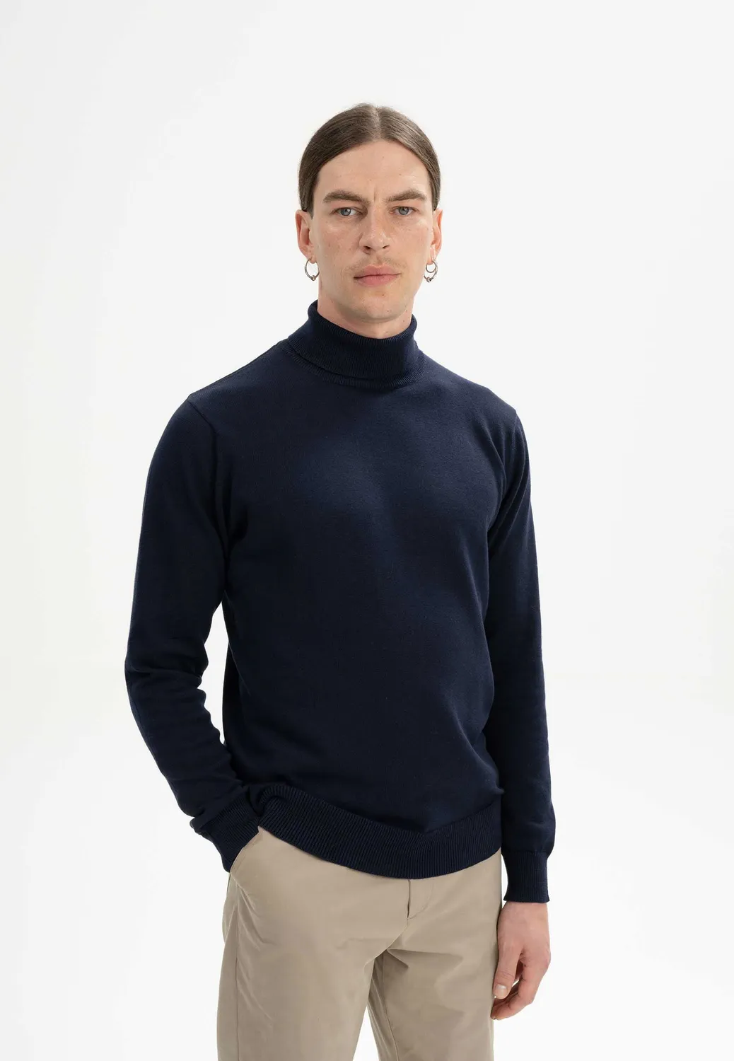 Casagin Dolcevita Uomo Collo Alto Cotone Organico Navy