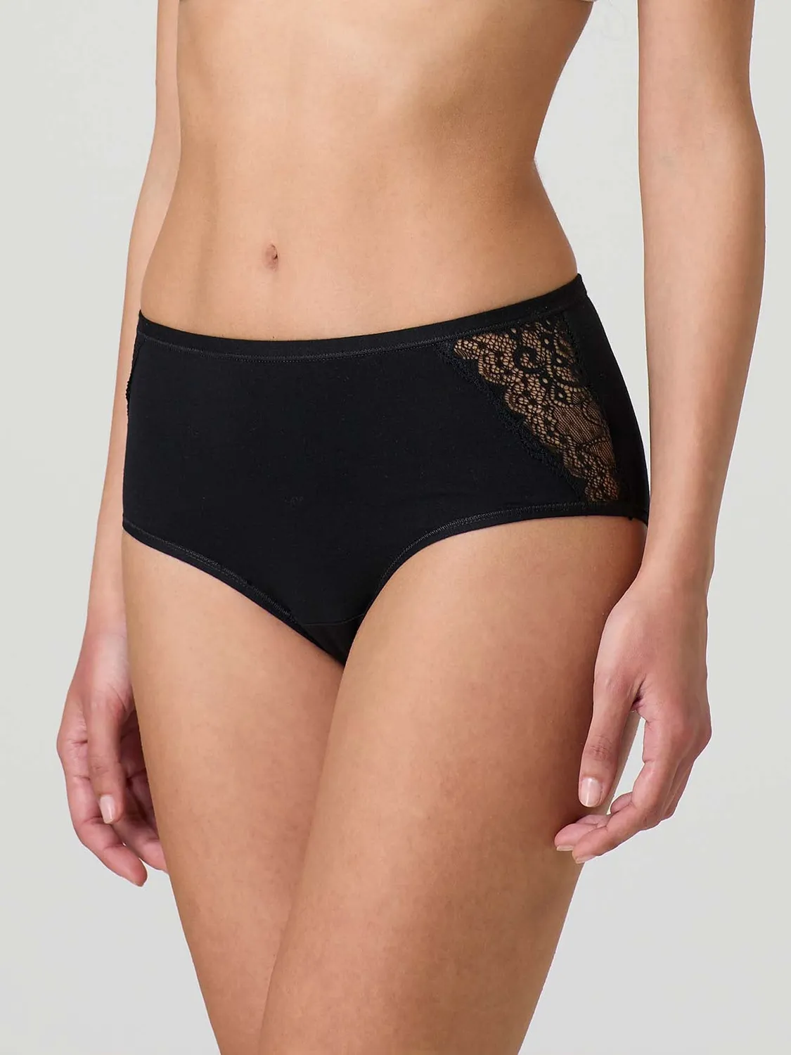 Jadea 063 midi cotone nero con pizzo laterale