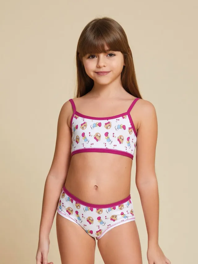 Jadea 853 coordinato bambina bralette slip orsetto