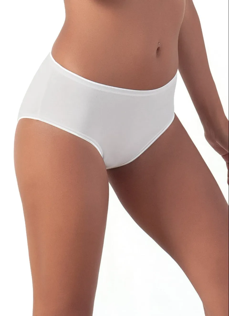 Rossoporpora slip midi donna fianco alto 3 pezzi bianchi cotone