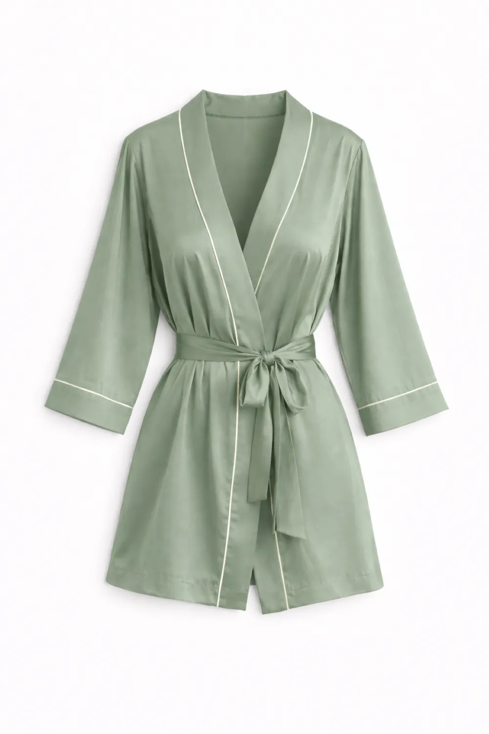 Rossoporpora kimono raso donna cioccolato con cintura