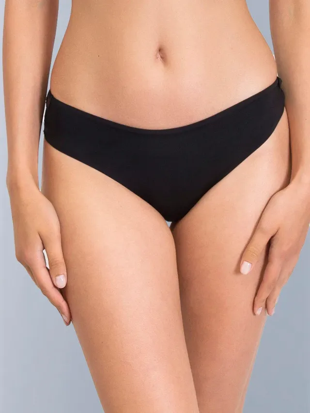 Si'èLei Wonder Lace 2445 slip nero microfibra e pizzo smerlato