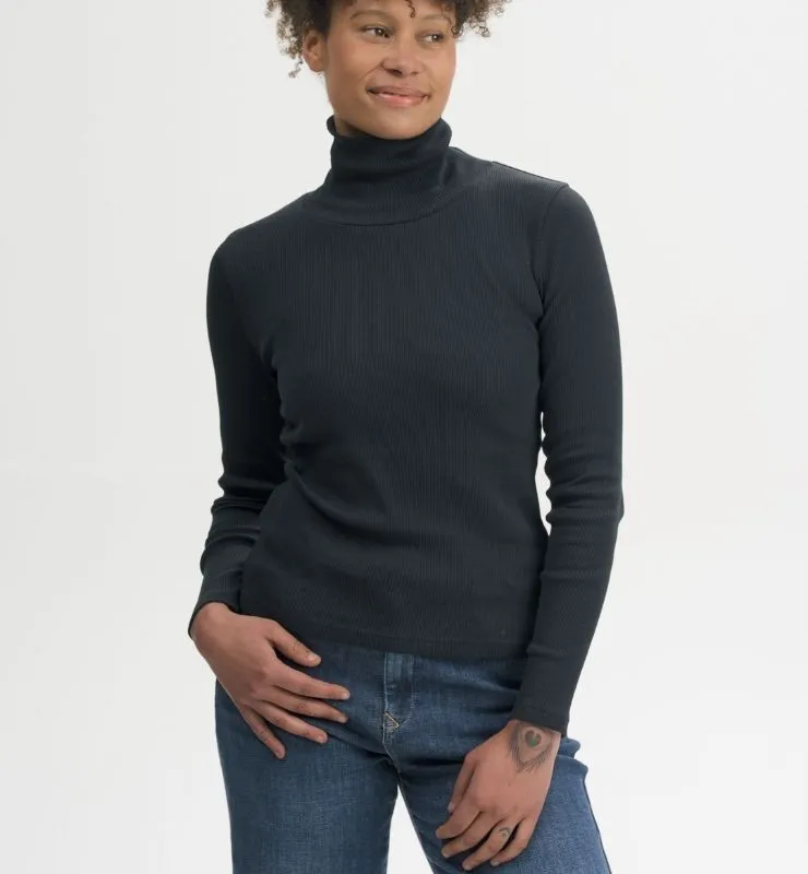 Casagin Maglia a Collo Alto maglia donna cotone biologico nero