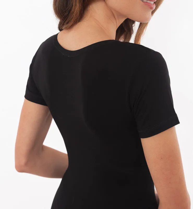 Casagin TENCEL Body maniche corte donna Nero ipoallergenico