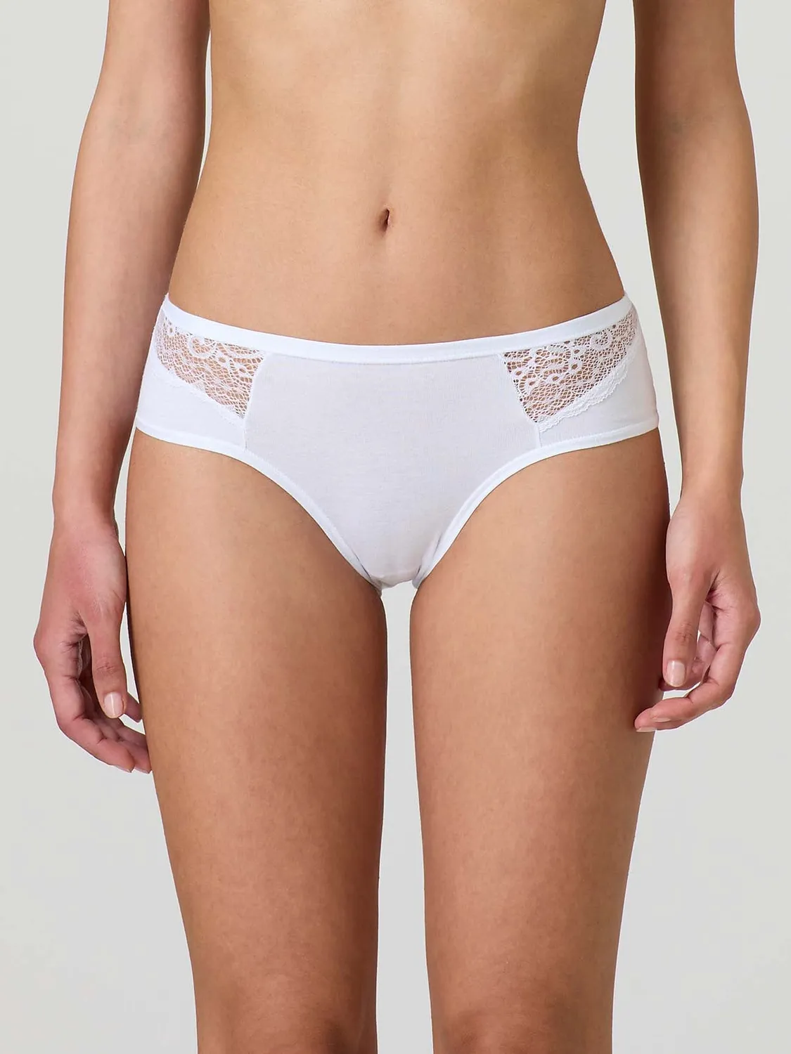 Jadea 061 Slip Cotone Elasticizzato Pizzo Laterale Bianco