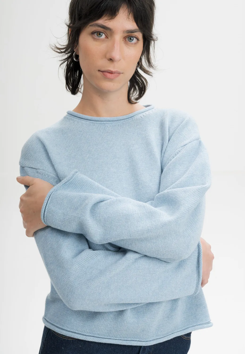Casagin Maglia girocollo boxy cotone bio avorio medio