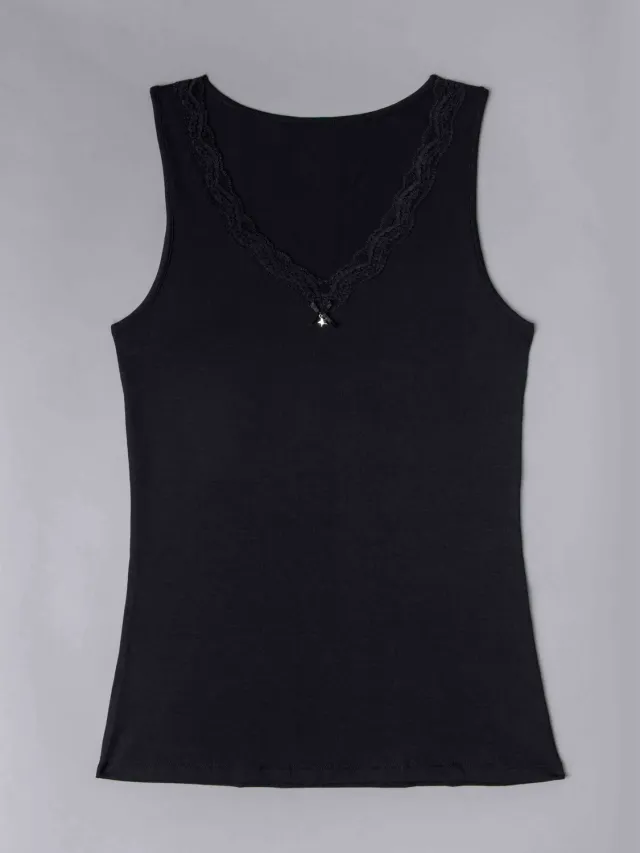 Si'èLei Natural Cotton 1436 canotta nero cotone bio scollo V