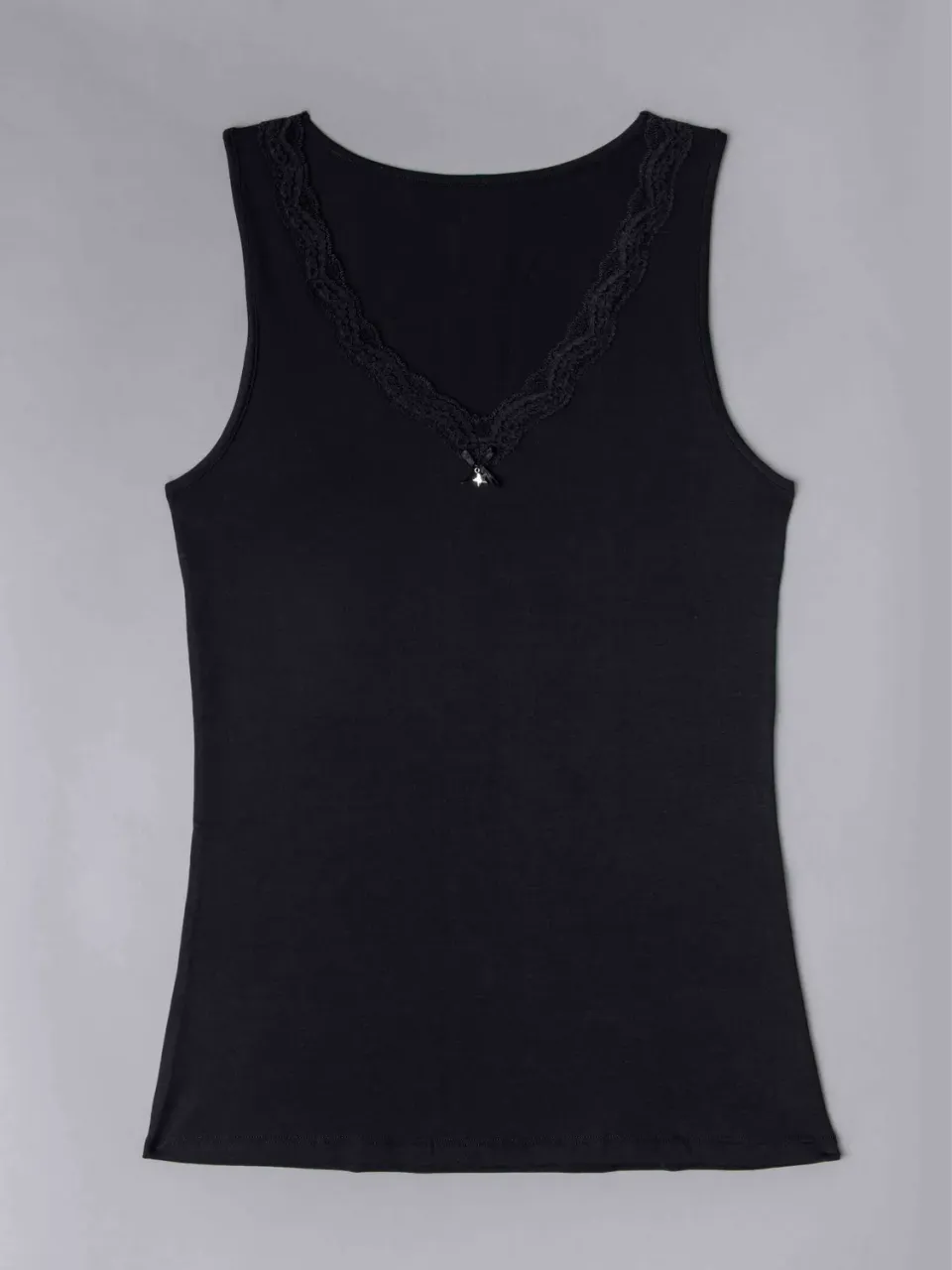 Si'èLei Natural Cotton 1436 canotta nero cotone bio scollo V