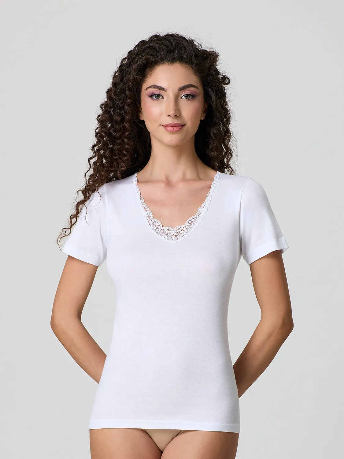 Jadea Basic 9002 t-shirt cotone macramé 3 pezzi nere