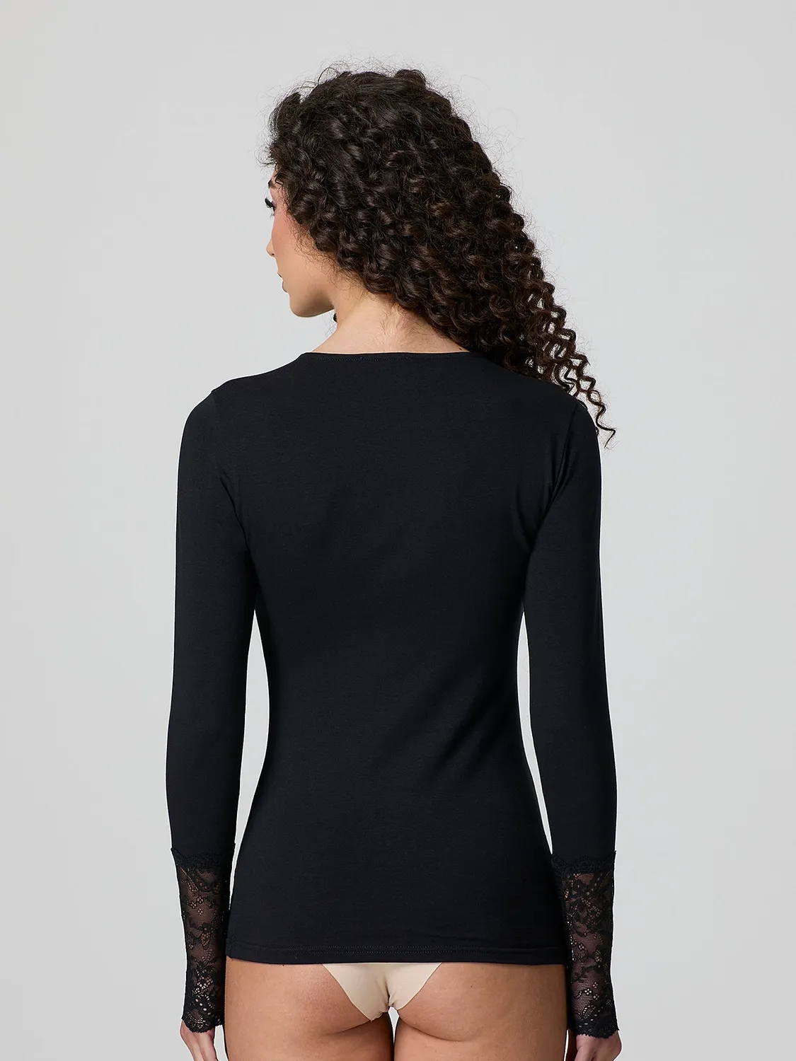 Jadea 4871 maglia sottogiacca cotone pizzo nera