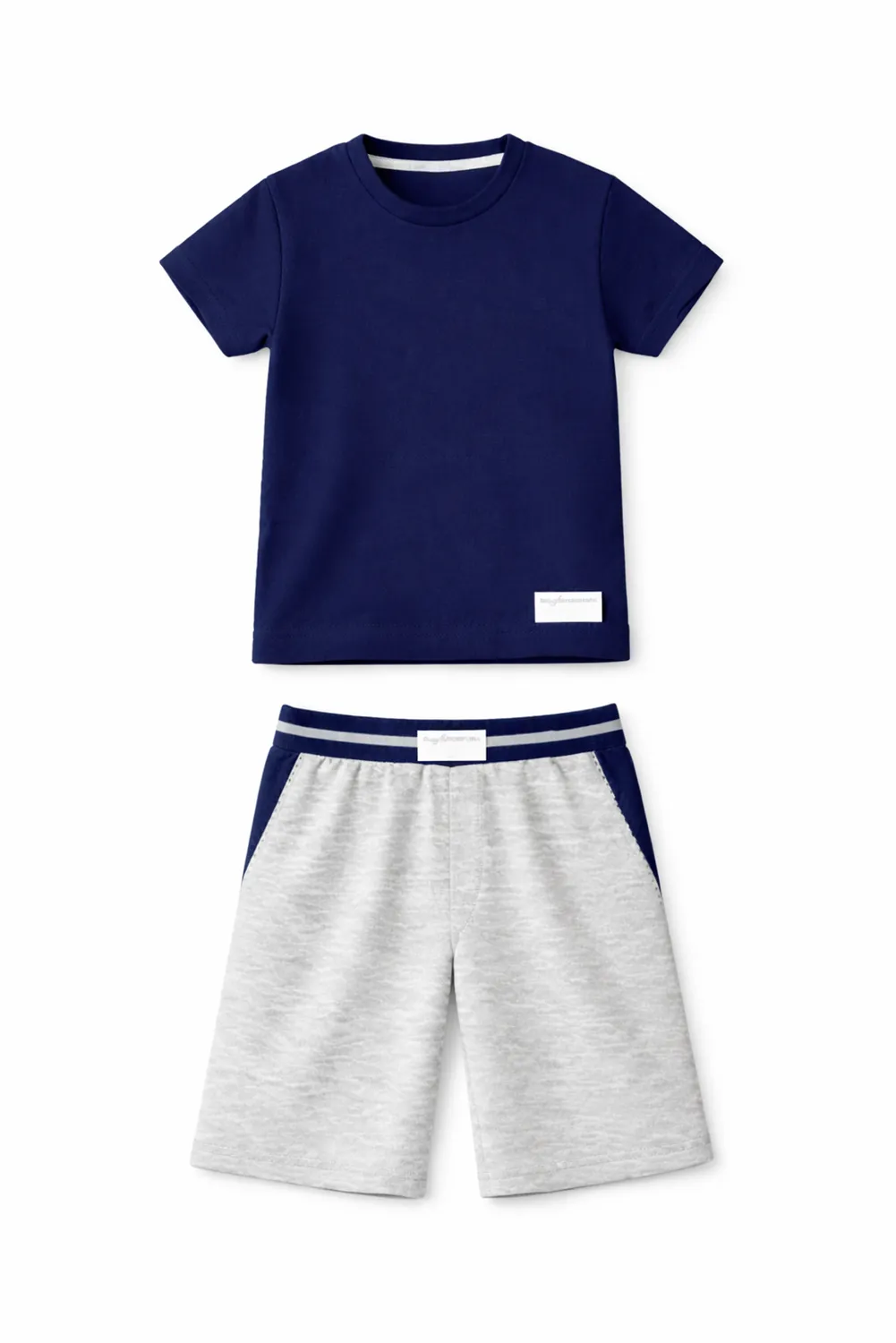 Rossoporpora Pigiama Cotone maglia+short uomo blu scuro traspirante