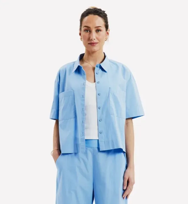 Casagin Camicia Crop Popeline camicia azzurro chiaro cotone biologico
