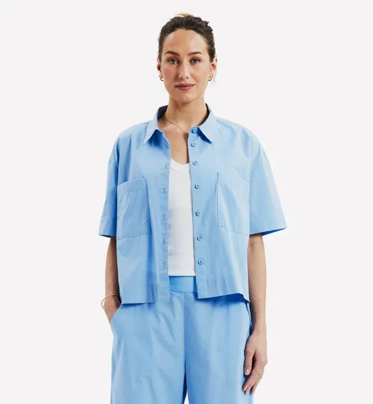 Casagin Camicia Crop Popeline camicia azzurro chiaro cotone biologico