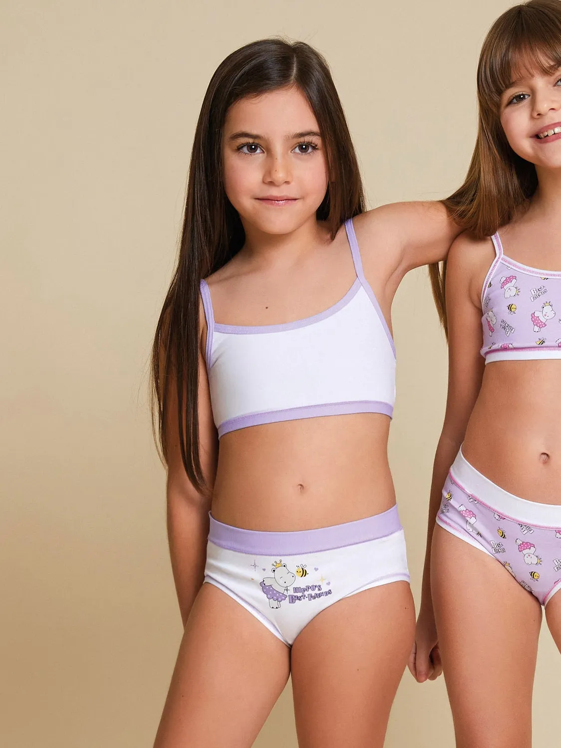 Jadea 852 coordinato intimo bambina cotone fantasia ippopotamo