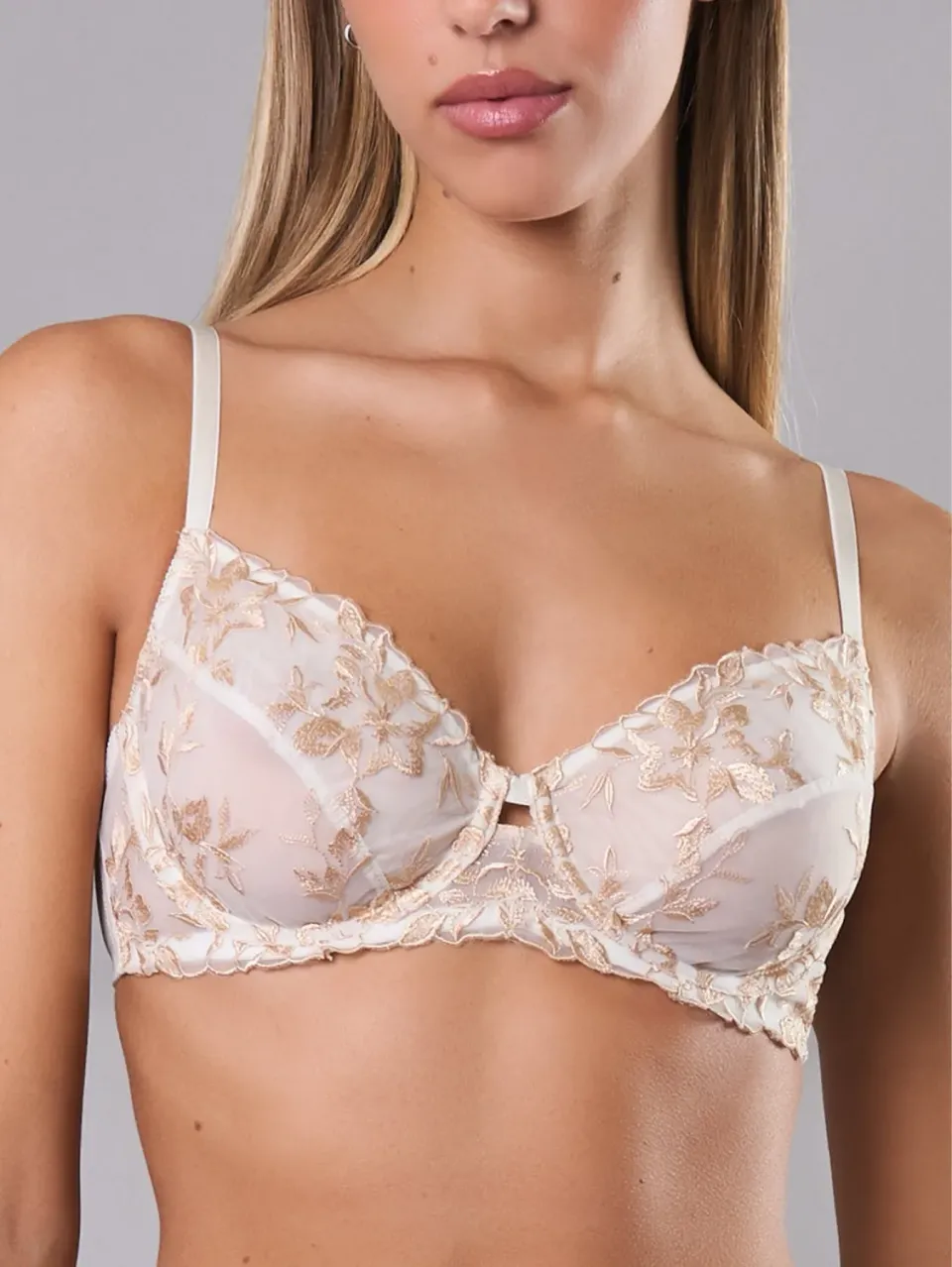 Si'èLei 8010 reggiseno tulle ricamato milk con ferretto